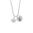 thumbnail image 2 of Delight Jewelry White Snowflake with Clear Crystal Silvertone Script Initial Disc - I - Charm Necklace, 20"+3", 2 of 4
