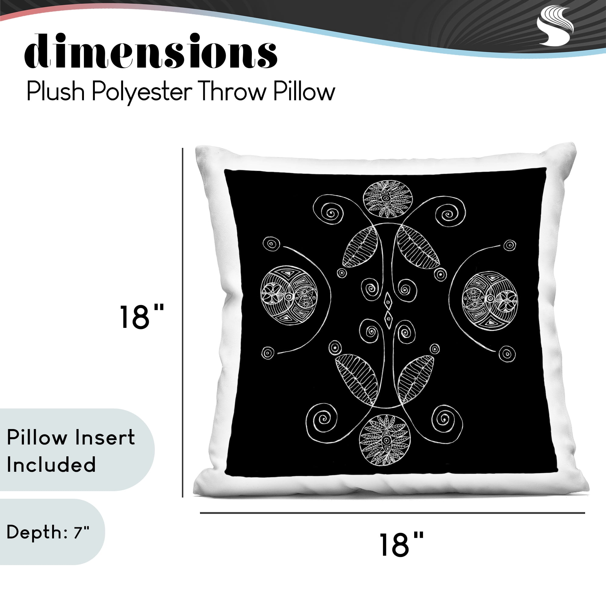 Stupell Industries Curved Fractals & Leaves Decorative Printed Throw Pillow, design by El Perkin