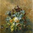 thumbnail image 2 of Olga Wisinger-Florian 15x15 Black Ornate Wood Framed Double Matted Museum Art Print Titled - Live Quietly with Stepmothers (Still Life with Pansies), 2 of 5