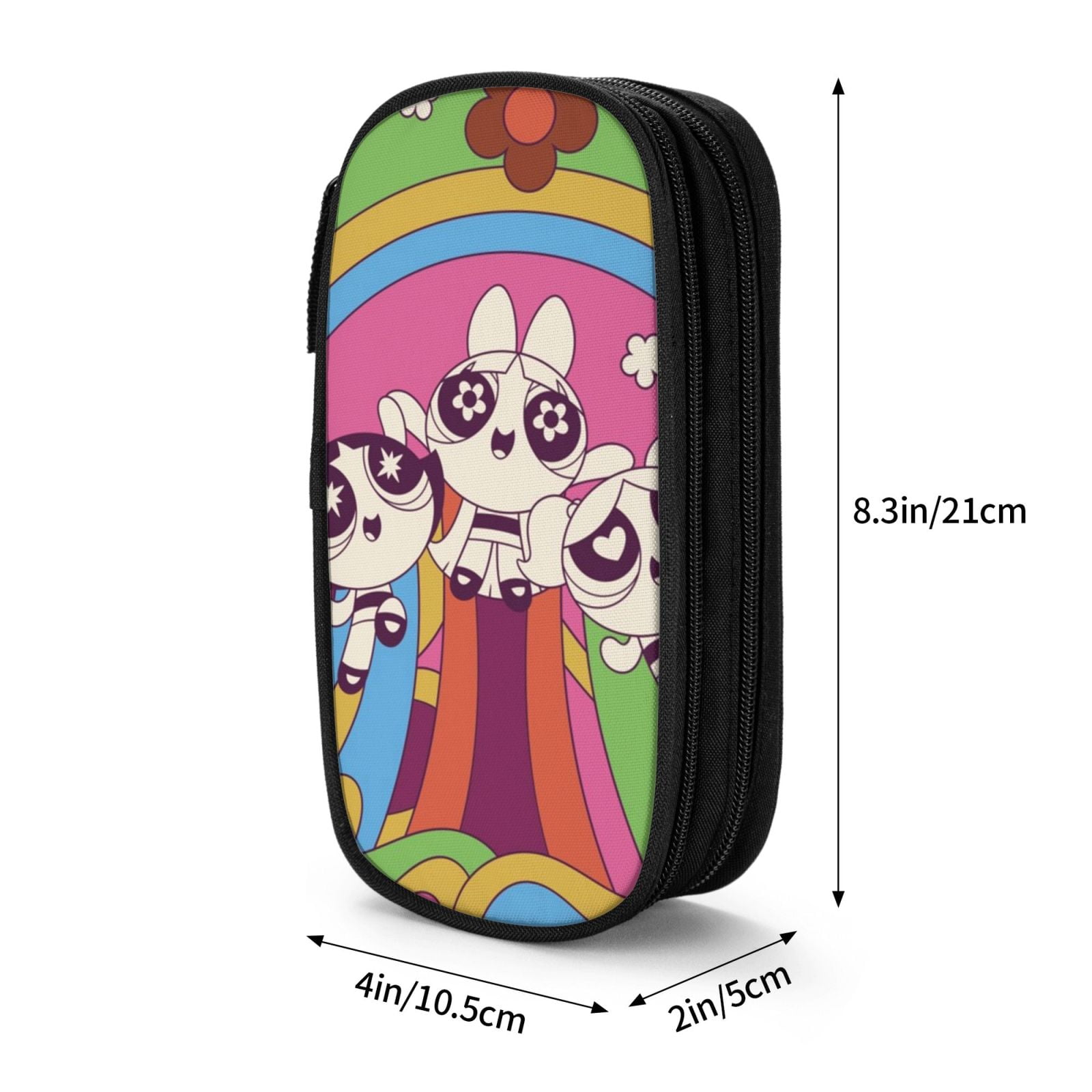 The Powerpuff Gi-rls Pencil Case Large Capacity Pencil Pouch Penbag Office Stationery Organizer Travel Makeup Bag Black