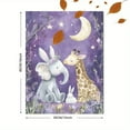 thumbnail image 3 of Cute Elephant Giraffe Rabbit Night Canvas Wall Art， Suitable for Bedroom，Living Room，Nursery，Kids Room，Playroom Decoration., 3 of 8