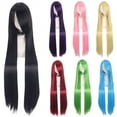 thumbnail image 2 of Nvzi-a 39.4" Long Straight Natural Wigs with Bangs Heat Resistant Synthetic Colorful Cosplay Anime Costume Party Daily Use Wigs for Women,Butter Blonde, 2 of 2