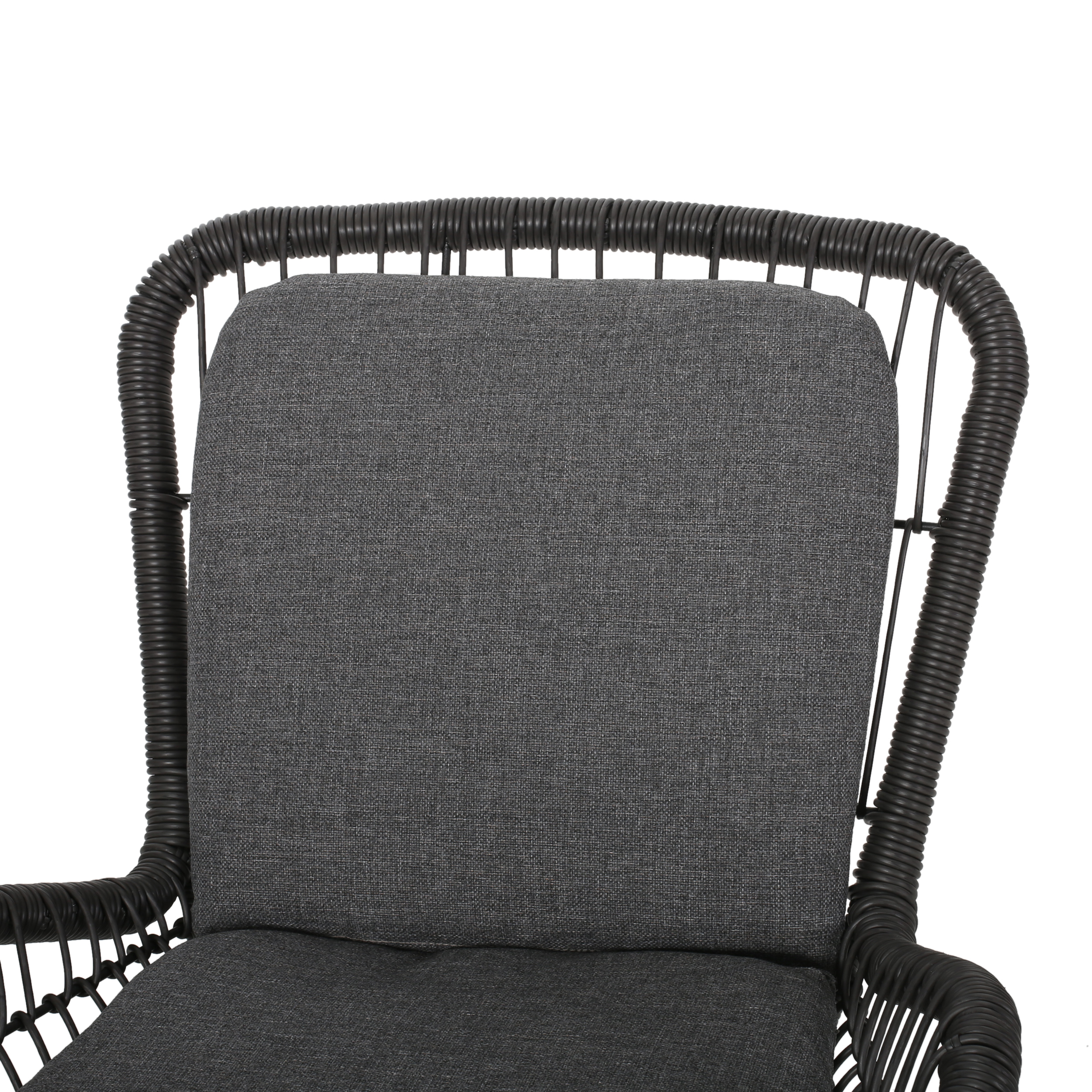 Annelise Outdoor Wicker Club Chair with Cushions, Set of 2, Gray and Dark Gray