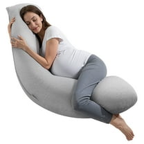 KFFKFF Pregnancy Pillow, L-Form Maternity Aid for Expectant Mothers, Gentle and Airy Pregnancy Full Body Cushion with Cleanable Jersey Casing