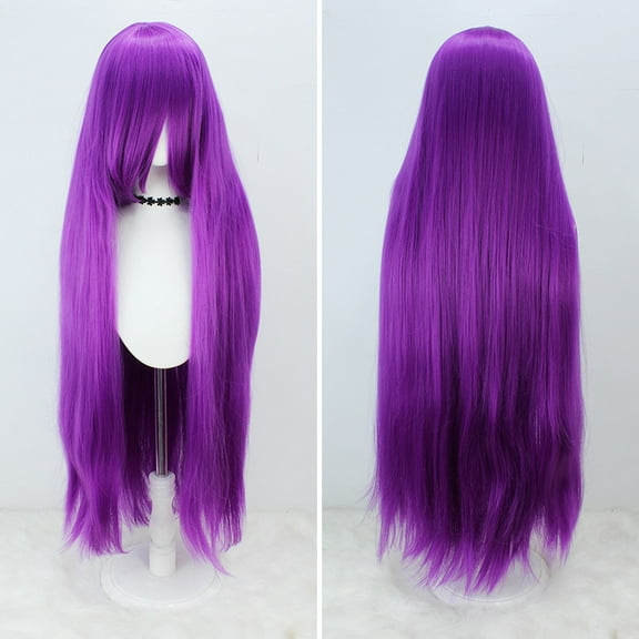 XmhyTop Women's 39" Long Straight Wig, Anime Fashion Style for Cosplay, Dark Purple A