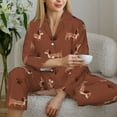 thumbnail image 6 of Pajama Sets for Women 2 Pcs, Dachshund Dog Puppy Chocolate Button Down Long Sleeve Sleepwear Lounge PJ Sets, 6 of 6