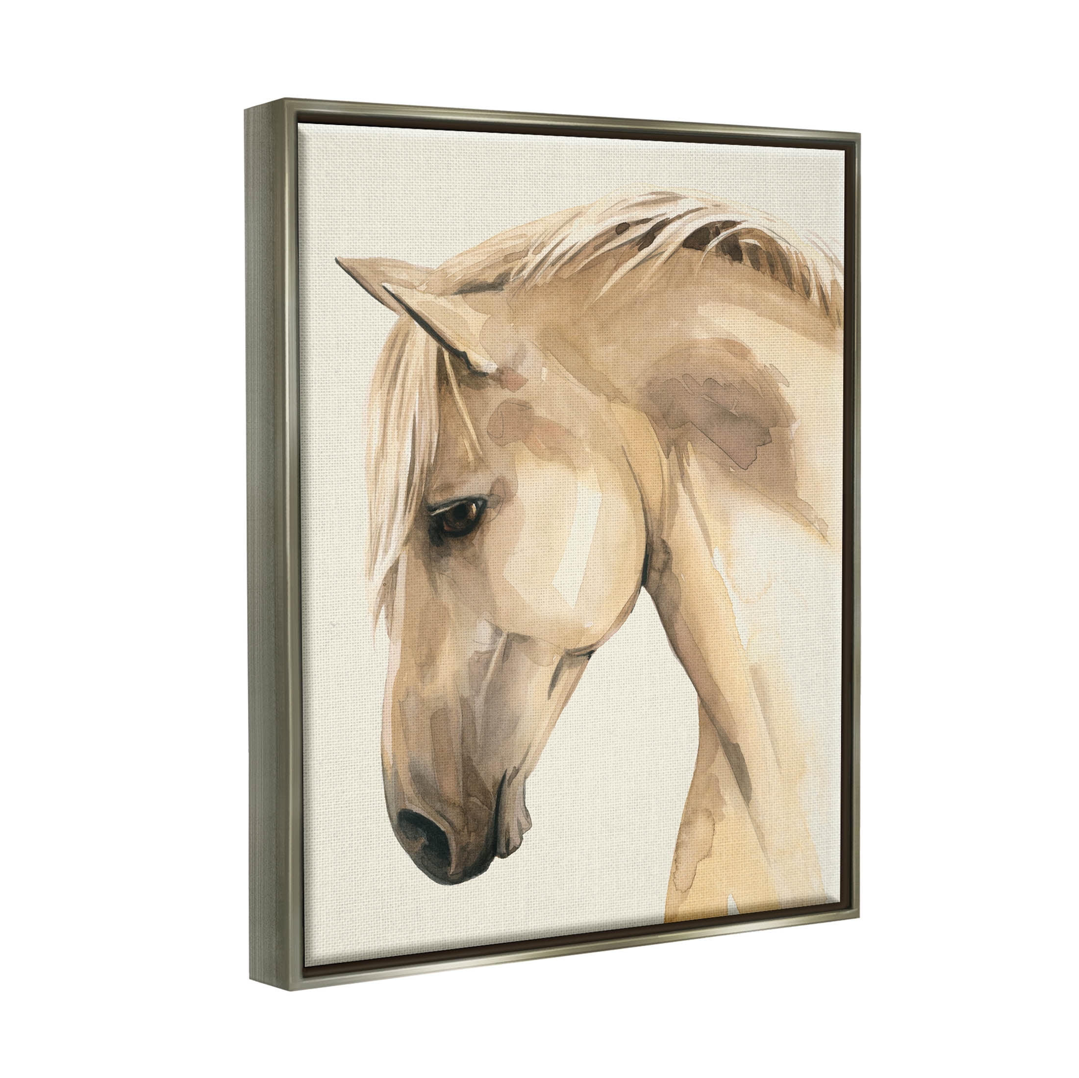 Stupell Industries Country Horse Farm Animal Portrait Graphic Art Luster Gray Floating Framed Canvas Print Wall Art, Design by Grace Popp