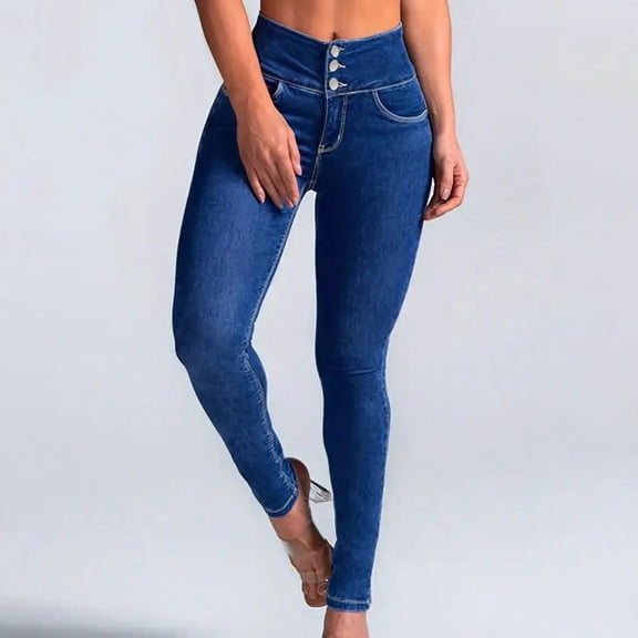 Women's High Waist Washed Straight Leg Jeans, Fashion Versatile Denim Pants for Women, Mid Stretch Comfort Fit Jeans, Casual Everyday Wear,Dark Blue,L