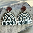 thumbnail image 4 of 2023 Cut Wood Print Love Mom Leopard Stripes Round Acrylic Mother's Day Earrings, 4 of 9