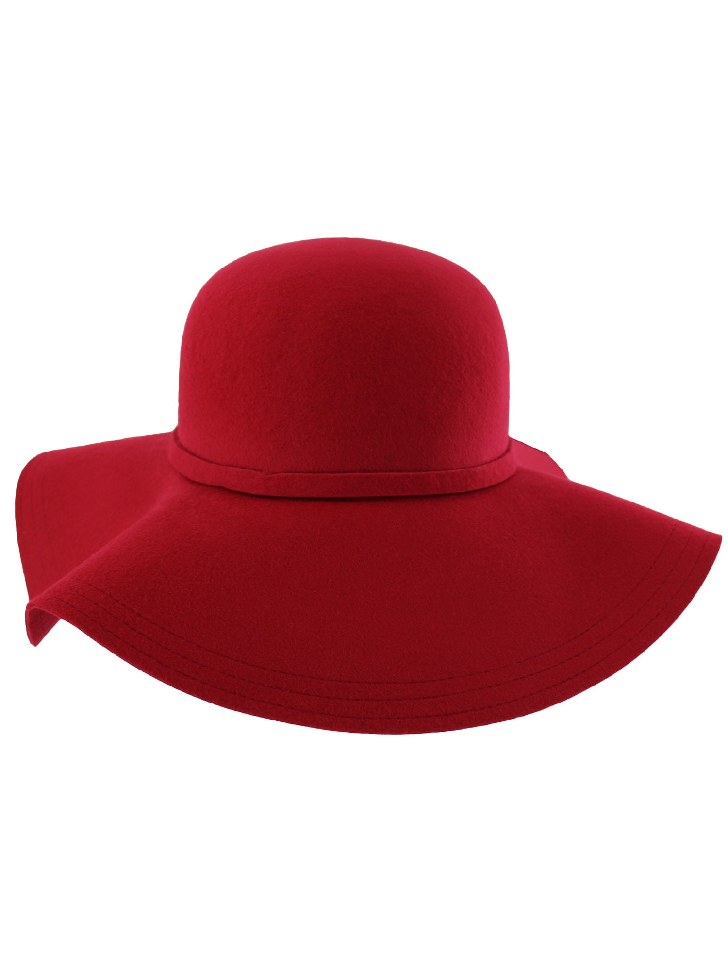 Red Wide Brimmed Wool Floppy Hat 