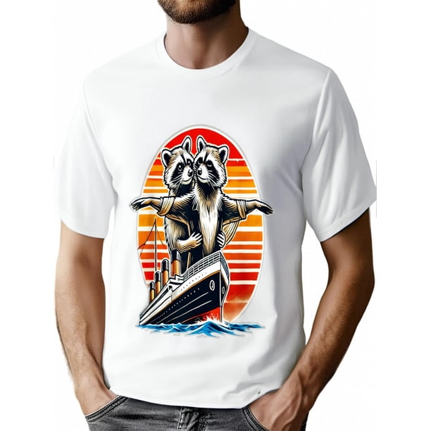 Camiseta vintage de crucero con humor de mapache, Titanic, 1912, para adultos, hombres, mujeres, adolescentes y jóvenes.