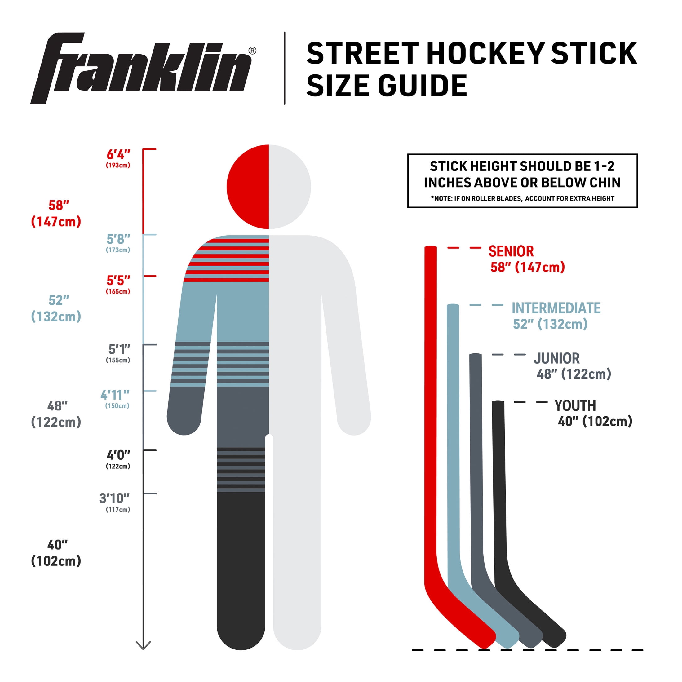 Franklin Sports Street Hockey Sticks - Power X Youth Street Hockey Stick - Wood and Fiberglass Shaft - ABS Blade - One Piece - 46" Right Handed