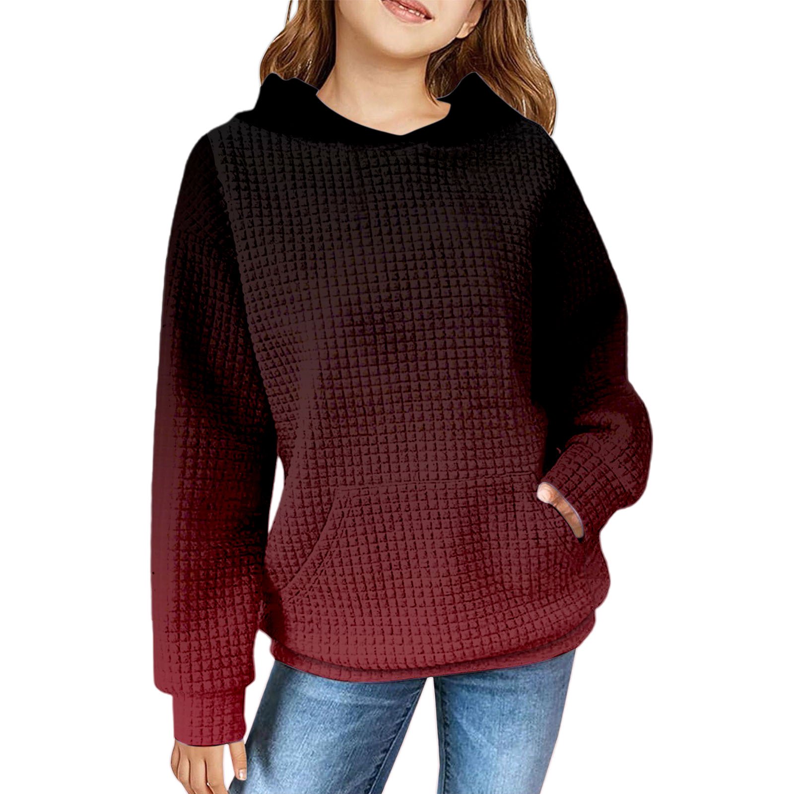UACY Girls Hoodie Trendy Preppy Youth Oversized Kids Hooded Sweatshirt Long Sleeve Shirt Cute Teen Girl Clothes (Red 9-10 Years)