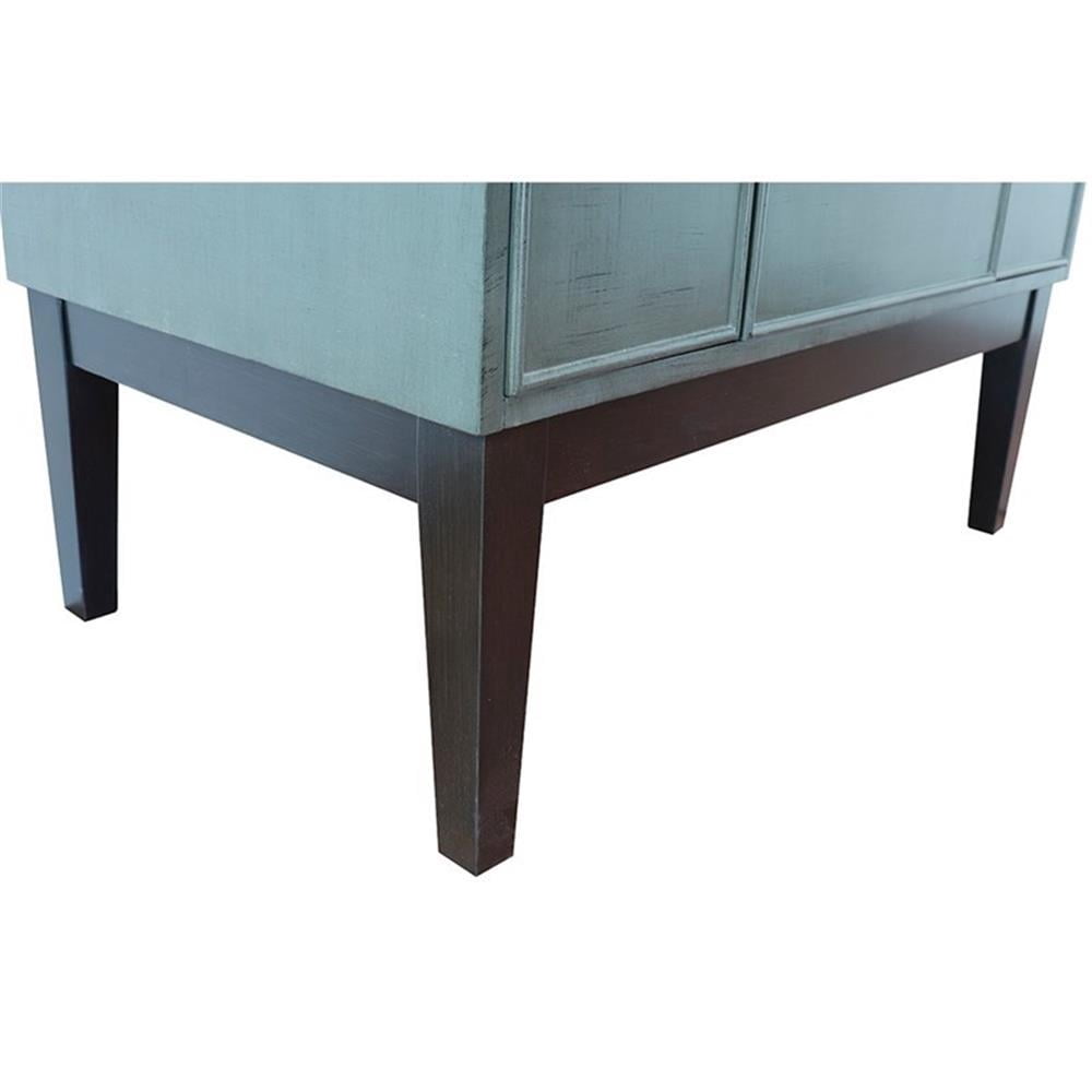 Bellaterra Home 37" Single vanity in Linen Gray finish top with White Carrara and round sink