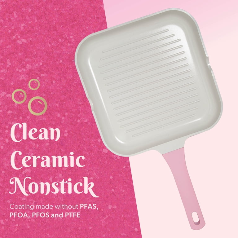 Paris Hilton 11-Inch Ceramic Nonstick Grill Pan, Pink photo 3