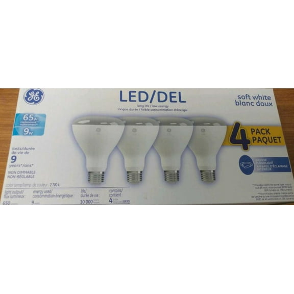 (4 pack) GE 29913 soft white LED 65 watt equivalent BR30 LED light bulb