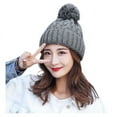 thumbnail image 2 of Dyfzdhu Women Winter Hats Thick Cable Hat Warm Fleece Lined Knitted Soft Cap Gray, 2 of 3