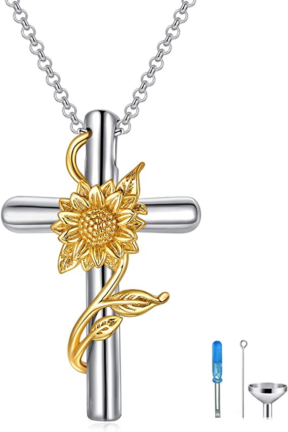 Sterling silver cross urn necklace Clearance