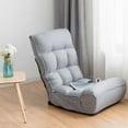 thumbnail image 3 of Gymax 4-Position Floor Chair Folding Lazy Sofa w/Adjustable Backrest & Headrest Gray, 3 of 10