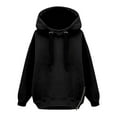 thumbnail image 5 of XIAOCHA Womens Hoodies Side Zippers Long Sleeve Solid Color Hooded Sweatshirt Loose Fit Trendy Drawstring Sport Hoodeie Top Streetwear Black, 5 of 5