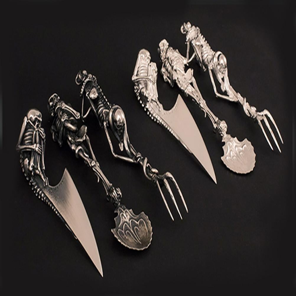 Halloween Skeleton Tableware Cutlery Set Metal Fork Spoon Cutter