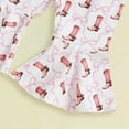 thumbnail image 5 of CAICJ98 Western Baby Girl Clothes Summer Cowgirl Outfit Short Sleeve Romper Bow Boots Cow Print Flared Bell Bottom Pants Set Fall Spring Outfits (Black,6-12 Months), 5 of 6