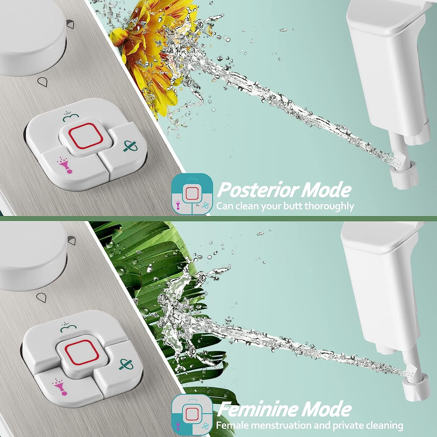 SAMODRA Non-Electric Bidet Toilet Seat Attachment with Self-Cleaning Dual Nozzles