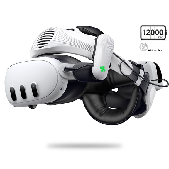 Head Strap for Meta Quest 3S/3 with 12000mAh, ESYWEN VR Accessories for Quest 3 with Cool Airflow