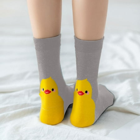 

6 pair Women Winter Casual Tube Socks Cute Cartoon Duckling Fashion Casual Cotton Socks Color Random