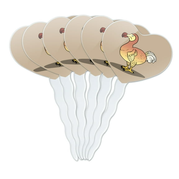 Dodo Bird Heart Love Cupcake Picks Toppers Decoration Set of 6