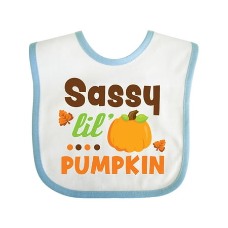 

Inktastic Thanksgiving Sassy Lil Pumpkin with Fall Leaves Gift Baby Girl Bib
