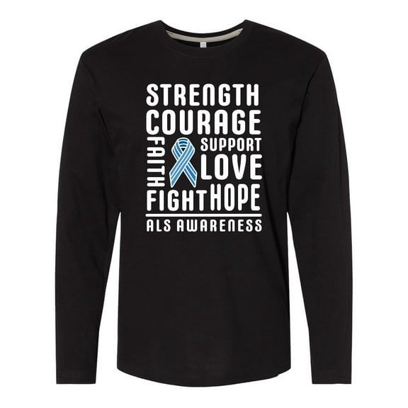Inktastic ALS Awareness Strength Courage Support Long Sleeve T-Shirt