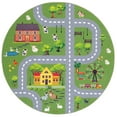 thumbnail image 2 of SAFAVIEH Kids Playhouse Ranch Crossroads Machine Washable Area Rug, Dark Green/Light Grey, 5' x 5' Square, 2 of 5