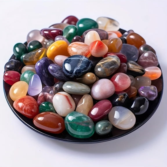 72-Piece Polished Stone Set, Mixed Large Tumbled Crystal Stones, Natural Assorted Polished Rocks for Home Decor, Healing, Crafts, Jewelry Making, Rock Collecting & Reiki, Colorful