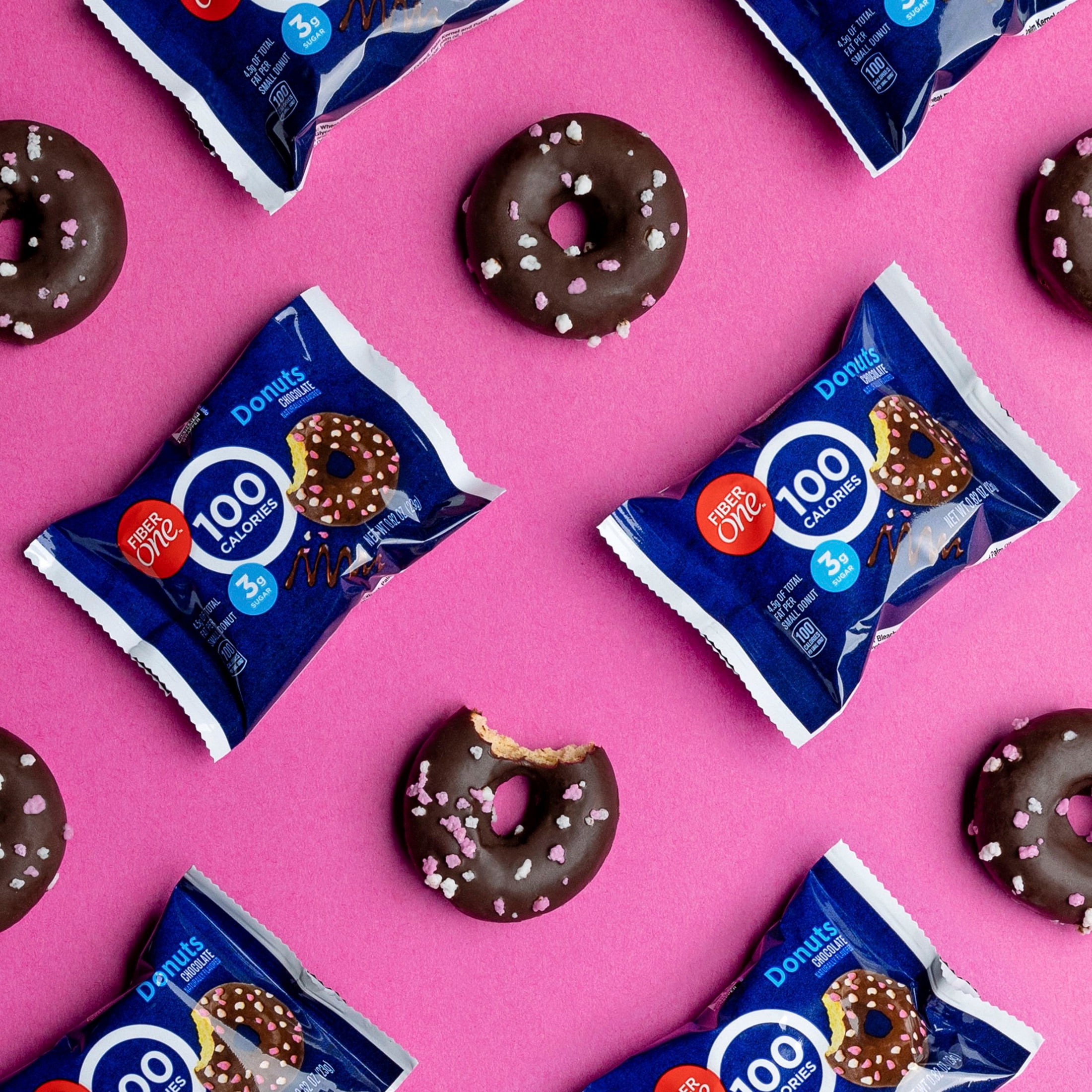 Fiber One 100 Calorie Donuts, Chocolate Snacks, 3g Sugar, 4 Count, 3.28 oz