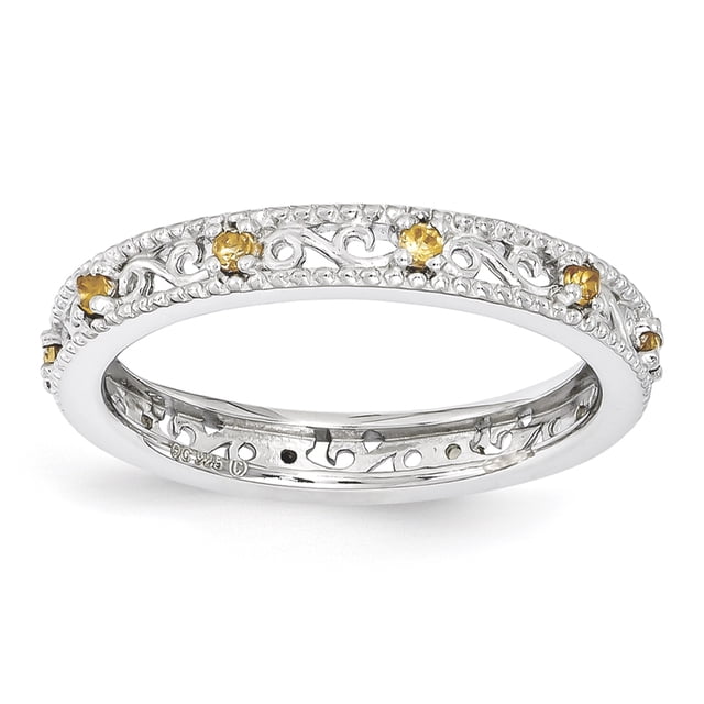 Bague en Argent Sterling Stackable Expressions Citrine Taille 10