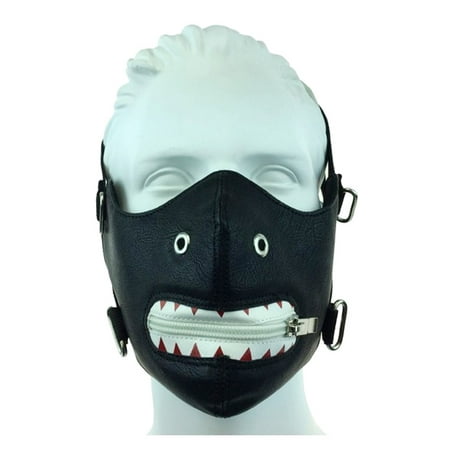 Black Pu Leather Zipper Half Mask Teeth Anime Biker Adult Mouth Piece Mens Walmart Canada