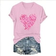 thumbnail image 4 of CLOISE Pink Breast Cancer Tops Women Short Sleeve Crewneck Tops Heart Ribbon Pink Breast Cancer Awareness Tee Shirts Cute Comfort Shirts Cancer Fight Clothes Pink 2XL, 4 of 4