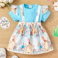 thumbnail image 2 of oqasdz Baby Girl Outfits Easter Toddler Ruffled Sleeve Tops Cute Cartoon Rabbit Suspender Skirt 2 Piece Clothing Sets Comfort Fit, 2 of 6