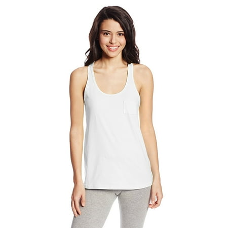 soffe juniors pocket tank, white, x-small