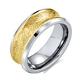 thumbnail image 1 of Personalize Two Gold Tone Couples Concave Celtic Knot Viking Dragon Wedding Band Rings for Men Women Titanium Comfort Fit 8MM Customizable, 1 of 5