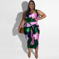 thumbnail image 2 of AURA Women Plus Size Two Piece Dress Set Floral Print Casual Summer Outfit Sleeveless Vacation Wear, 2 of 4