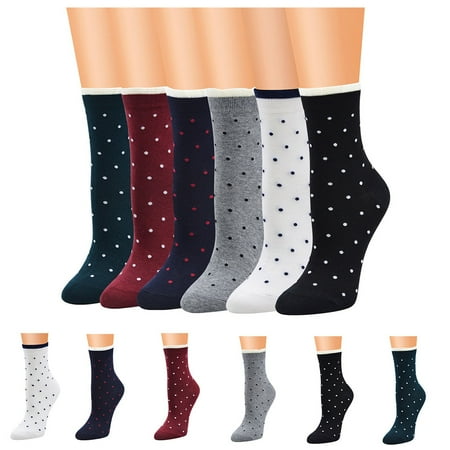 

Rong Yun 6 Pairs Women Girls Print Dot Warm Winter Mid Tube Soft Retro Casual Socks