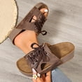 thumbnail image 5 of Samdudou Womens Sandals Summer Casual Slip On Open Toe Shoes Lace Up Sneaker Slides with Side Cutouts Chunky Sole Outdoor Walking Footwear for Ladies Vacation, 5 of 9