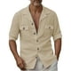 thumbnail image 1 of pstuiky manga larga de hombre, Camisa informal de manga larga con cuello alto y botones de color liso para hombre camisetas de hombre l, 1 of 4