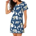 thumbnail image 2 of Fotbe cute winter bear Bata de Dormir para Mujer con Estampado, Camisón de Algodón de Manga Corta, Ropa de Dormir Casual, 2 of 6