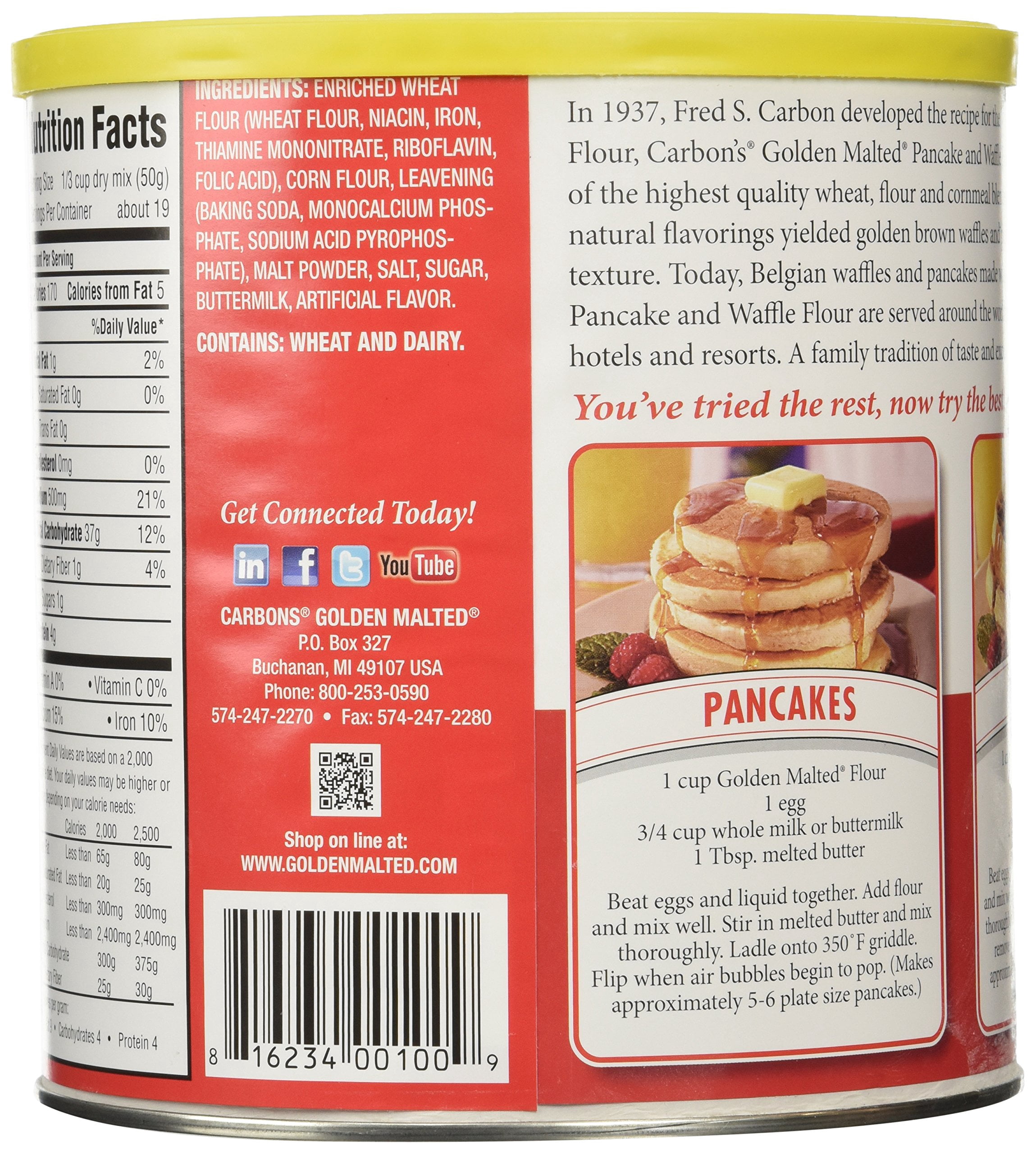 Golden Malted Waffle and Pancake Flour, Original, 33-Ounce Can