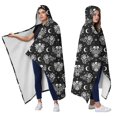 thumbnail image 2 of Wearable Blanket,Black Skeleton Rose Moon Pattern Hooded Wearable Sherpa Blanket for Adults & Teens,Winter Poncho Shawl Wrap Cape Thick Warm,60"x80", 2 of 5