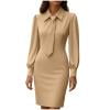 thumbnail image 2 of Stamzod Business Casual Dress for Women Solid Color Turndown Long Sleeve Office Dress Fall Winter Fashion Work Dresses for Women Khaki XL, 2 of 6