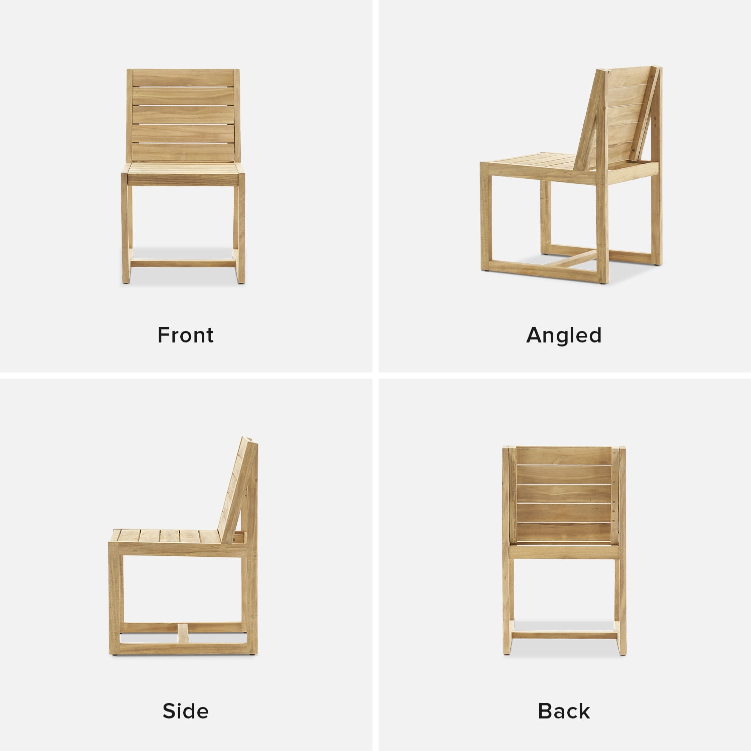 Mopio Bruno Patio Chairs, Solid Acacia Wood Outdoor & Indoor Chairs for Dining, Slatted Mid Century Modern Farmhouse Outside Chairs, for Picnic Garden Backyard Poolside Porch Conversation (Set of 4)